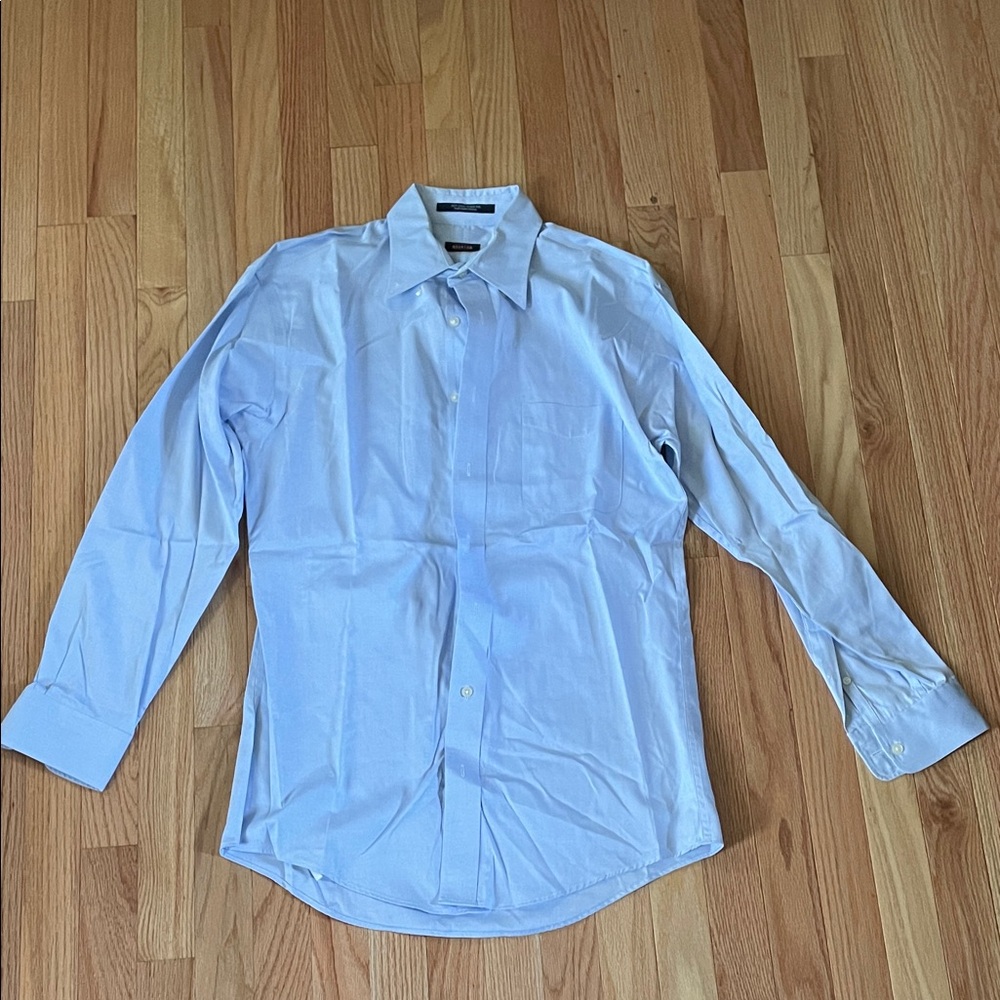 Overton Dress Shirt Mens Neck 15 Blue Button Up Formal Preppy Church Wedding